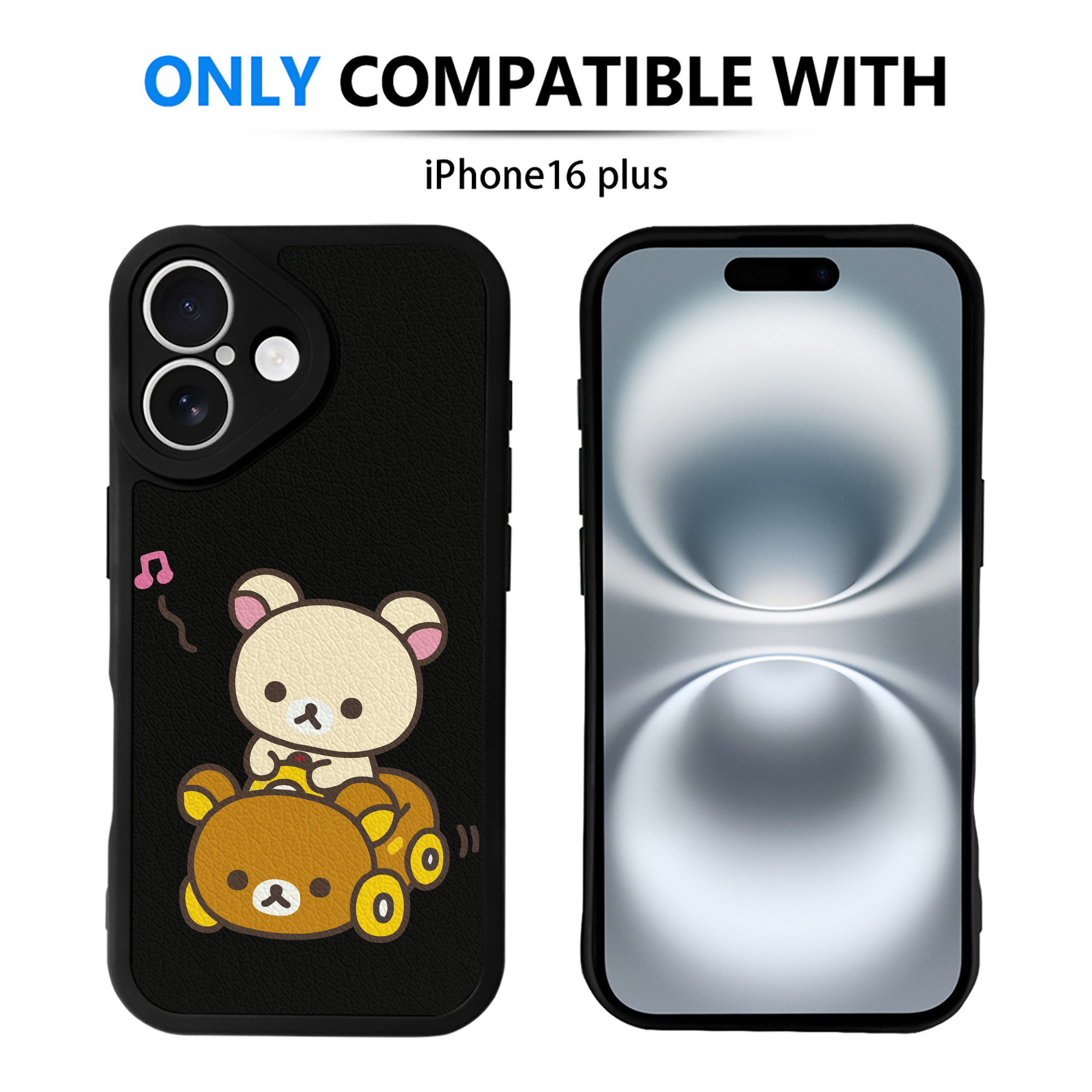 （画像用） リラックマ リラックマ キイロイトリ Rilakkuma Korilakkuma Kiiroitori 【iPhone 16シリーズ対応】シリコンスマホケース（レザー調） 材質：シリコン
